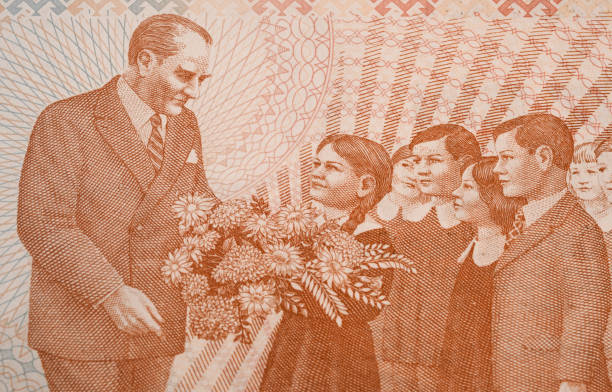 A view of Mustafa Kemal Ataturk with Students in teachers' day