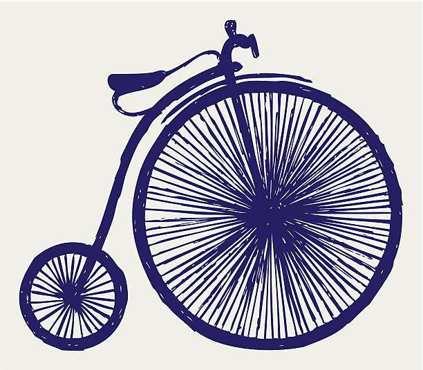 Penny farthing Penny farthing. Doodle style penny farthing bicycle stock illustrations