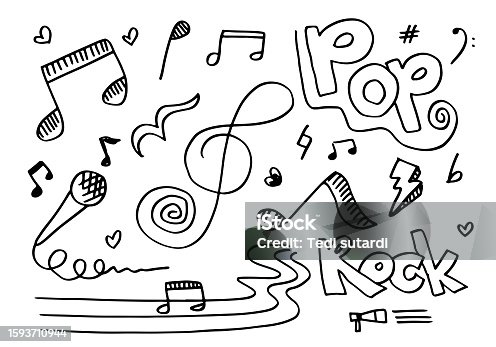 istock Music Background Hand drawn music set illustration. illustrations of music images, design concept. 1593710944