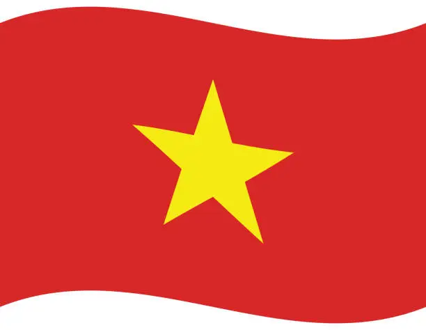 Vector illustration of Vietnam flag wave. Vietnam flag. Flag of Vietnam