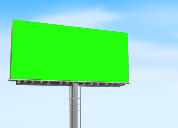 istock Billboard with Green Screen in the sky 3d Rendered with free space and daylight. Traditional Iron billboard background 1593717873