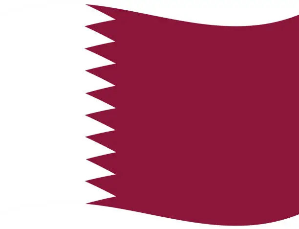 Vector illustration of Qatar flag wave. Qatar flag. Flag of Qatar