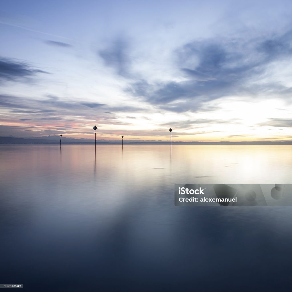 sunset at lake constance sunset at lake constance with reflection on water surface Bodensee Stock Photo