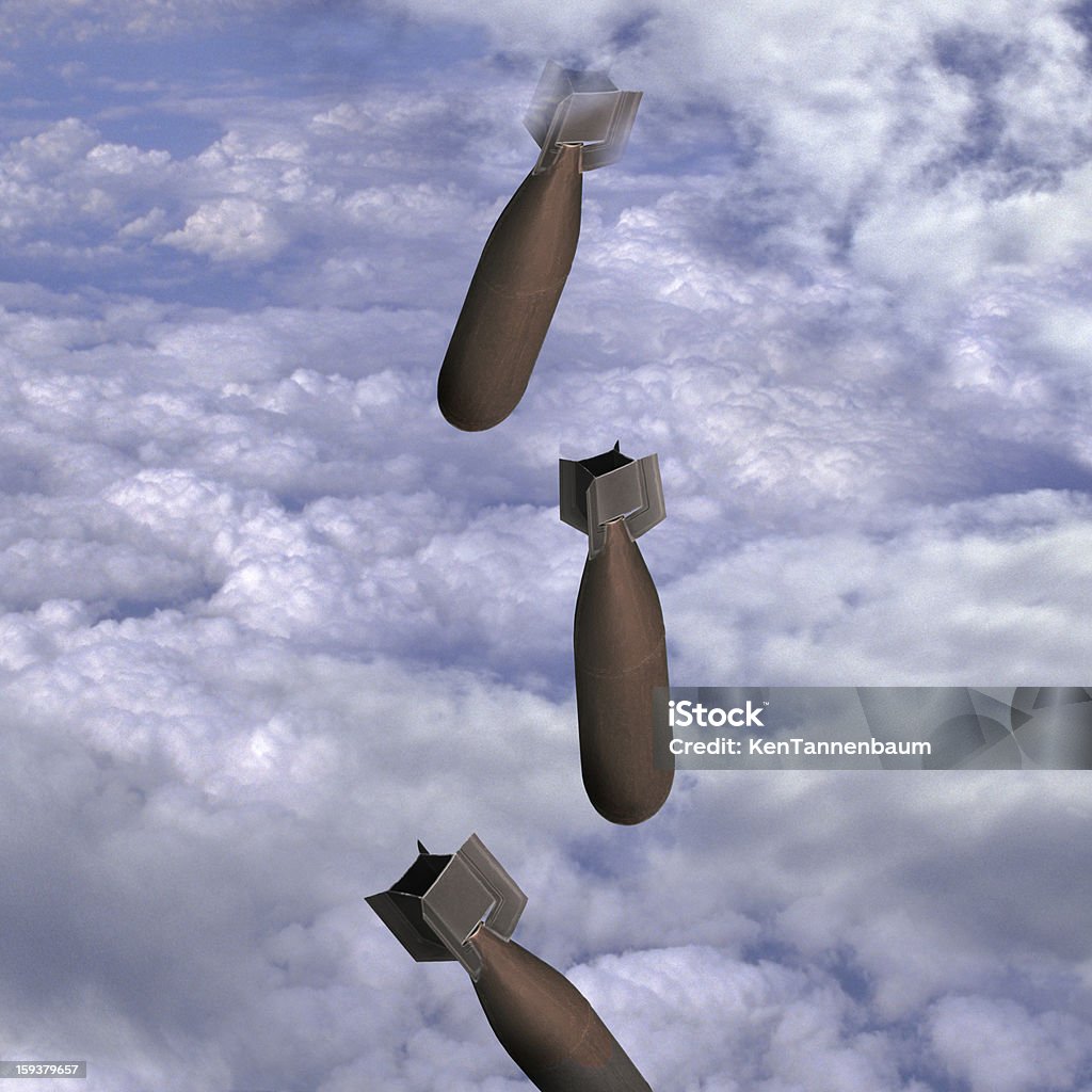 bombs fallings through clouds aerial bombs falling through clouds Bomb Stock Photo