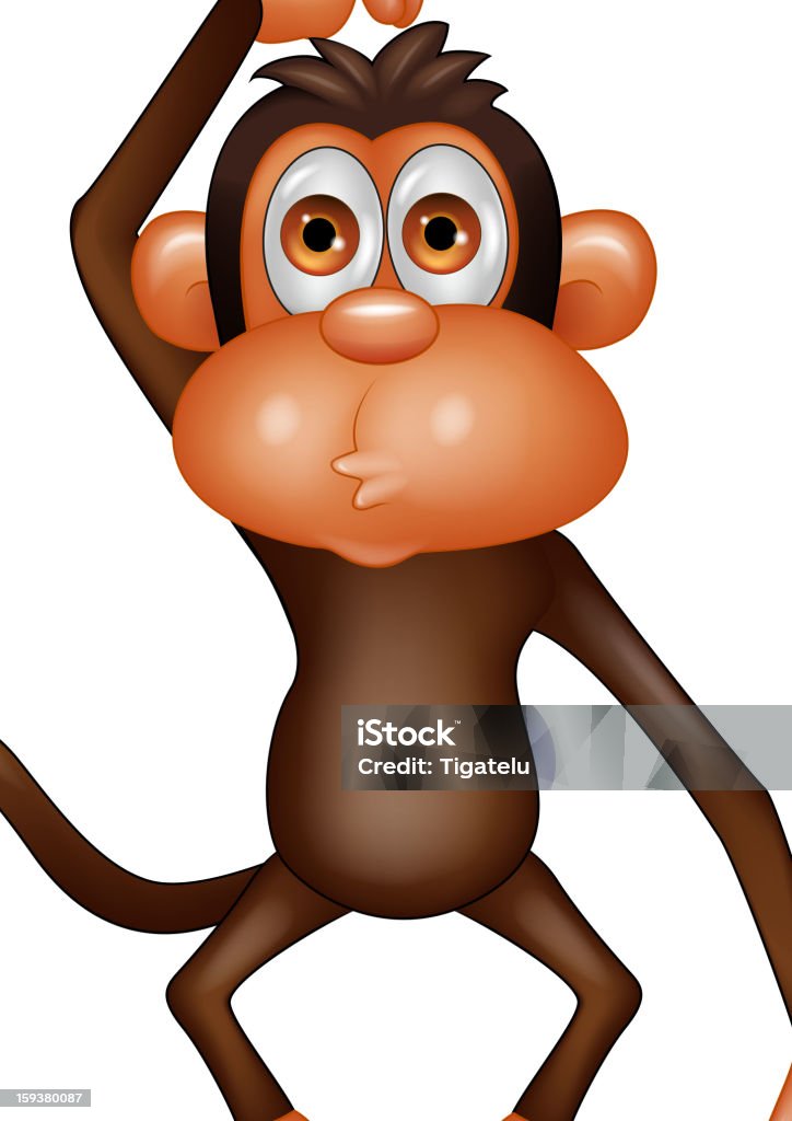Macaco dos desenhos animados pensando - Vetor de Alegria royalty-free