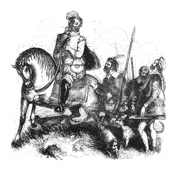 istock Hunting on horseback - Vintage engraved illustration 1593828409