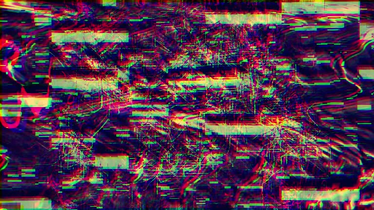 Glitch Noise Static Television VFX: Video Background with Stripes for Intro and Logo Reveals