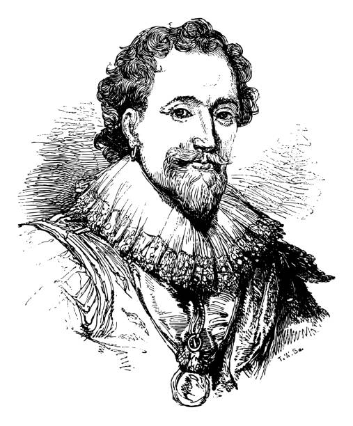 William Herbert (1580-1630) 3rd Earl of Pembroke, English nobleman, politician and courtier - Vintage engraved illustration Vintage engraved illustration - William Herbert (1580-1630) 3rd Earl of Pembroke, English nobleman, politician and courtier earl of pembroke stock illustrations