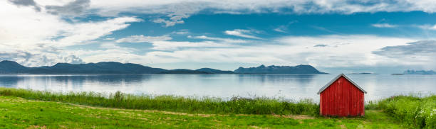 istock Red house on Lofoten Islands 1593844416