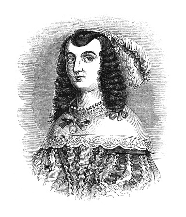 Vintage engraved illustration - Catherine of Braganza - Queen of England, Scotland and Ireland and wife of King Charles II (1662-1685)