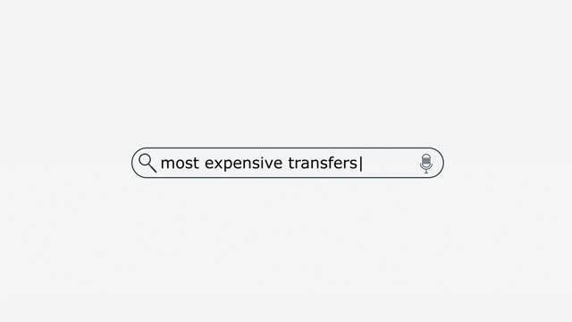 Most Expensive Transfers Typed in Search Engine Bar on Digital Screen stock video