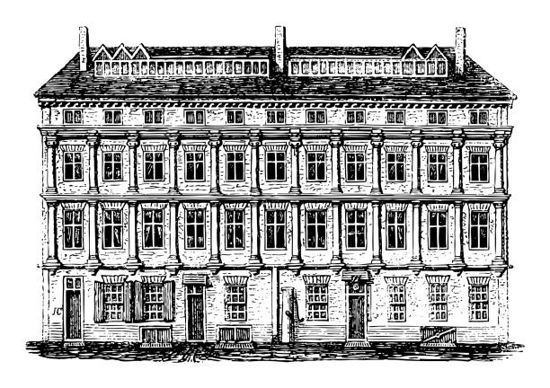 ilustrações de stock, clip art, desenhos animados e ícones de craven house in drury lane (london) - vintage engraved illustration isolated on white background - drury lane