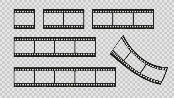 Film strip collection Film strip collection 35mm film motion picture camera stock illustrations
