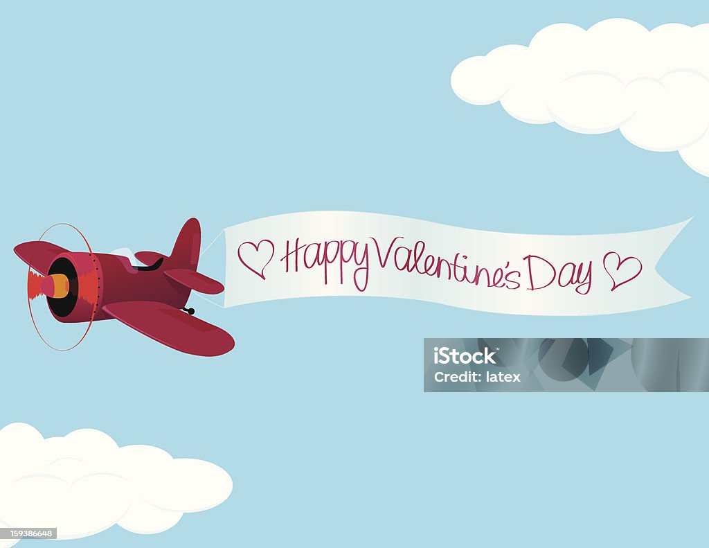 Tarjeta del día de San Valentín - arte vectorial de Avión libre de derechos