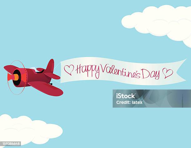 Ilustración de Tarjeta Del Día De San Valentín y más Vectores Libres de Derechos de Avión - Avión, Día de San Valentín - Festivo, Anuncio