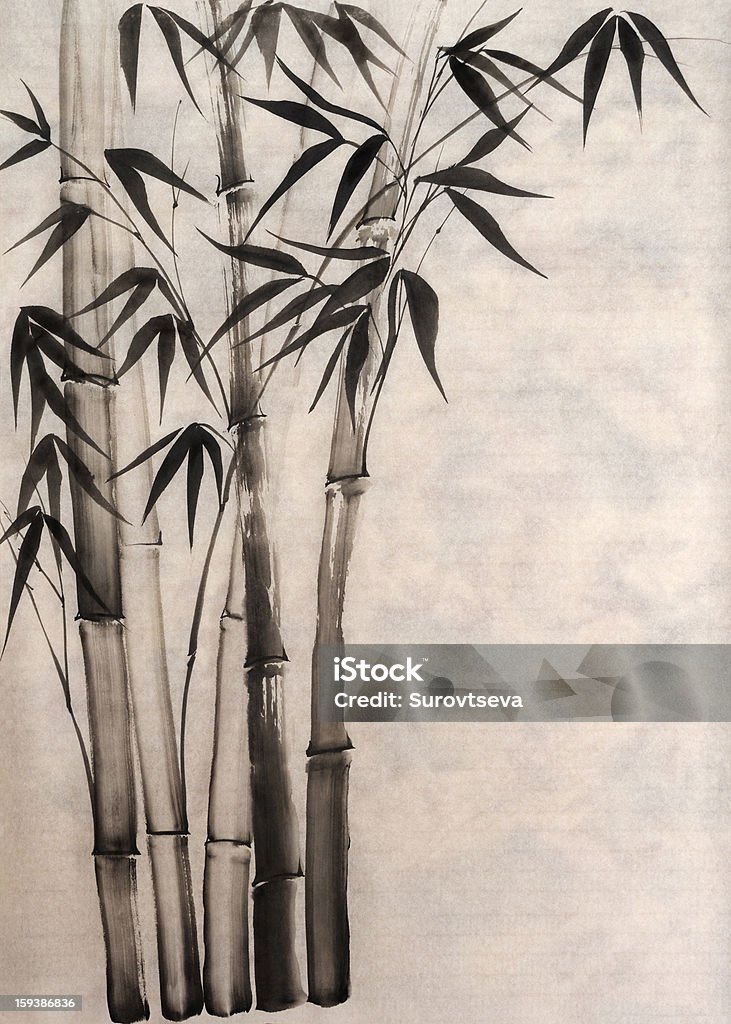 Akwarela z bambusa - Zbiór ilustracji royalty-free (Akwarela)