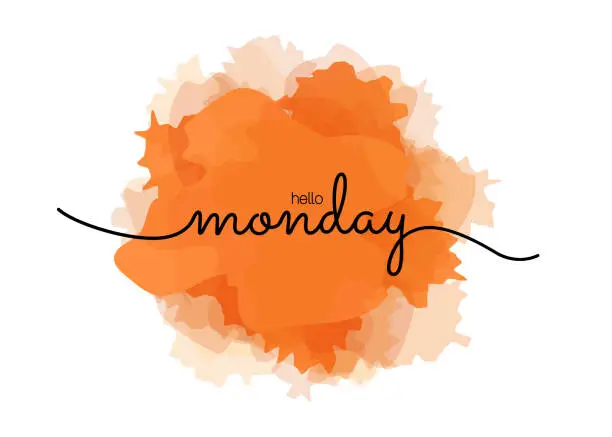 Vector illustration of Hello Monday lettering on abstract shape vector stock illustration