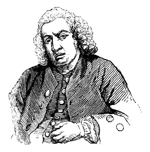 사무엘 존슨 (1709-1784) 영국 작가, 극작가, 수필가, 도덕 주의자, 문학 평론가, 설교자, 전기 작가, 편집자 및 사전 편집자 - 빈티지 인그레이빙 일러스트 - samuel johnson stock illustrations