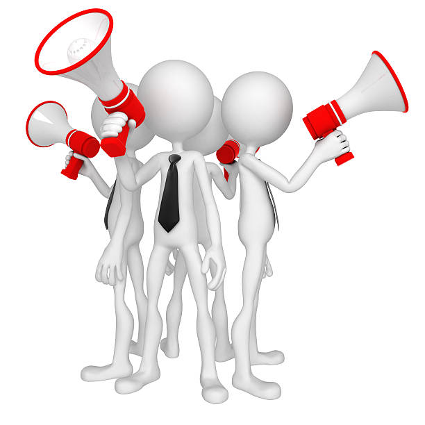 istock Group of business people with megaphone 159389558