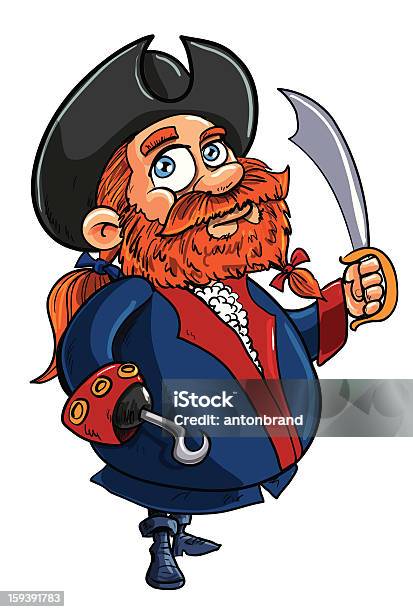 Fumetto Di Pirata Comandante - Immagini vettoriali stock e altre immagini di Pirata - Pirata, Sovrappeso, Addome