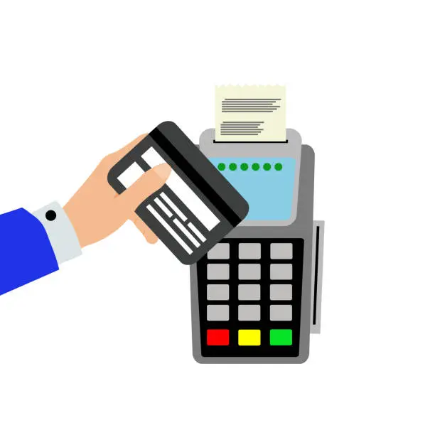 Vector illustration of contactless payment by credit card