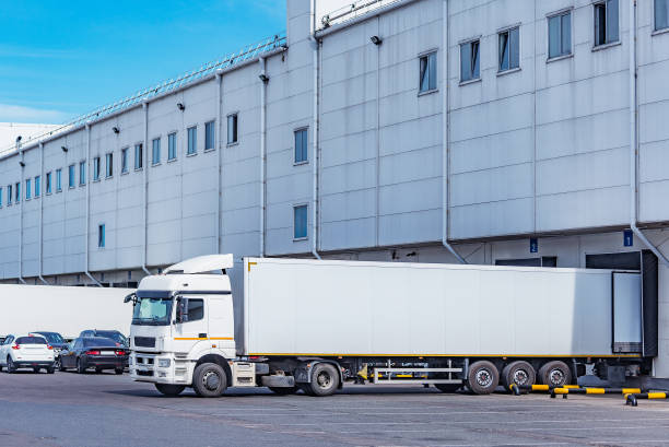 istock Freight truck stands by the door. 1593922247