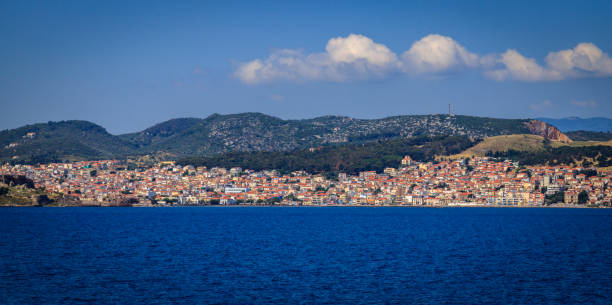 View form Lesbos or Lesvos - a Greek island located in the northeastern Aegean Sea stock photo