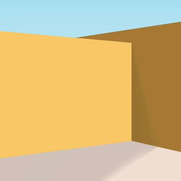 Vector illustration of 3d background with empty room.