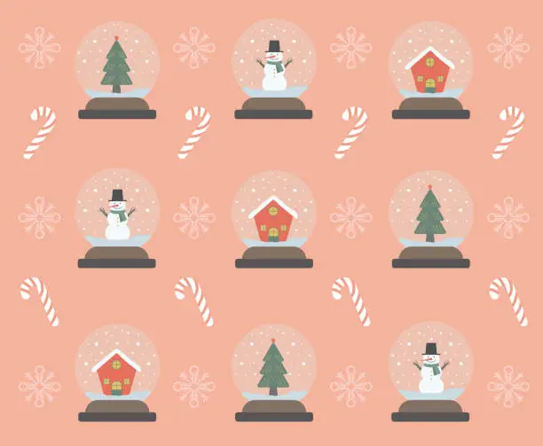 Vector illustration of Christmas Background with Snow Globes