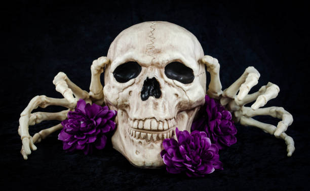 istock A skull Halloween decoration and skeleton hands posing 1593988214