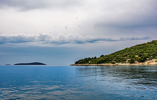 A moody spring day at Drvenik Mali Island near the coast of Split in Croatia