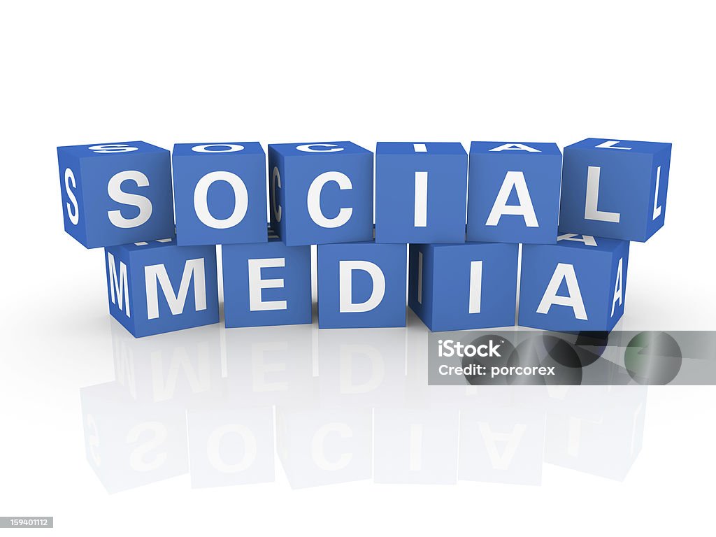 Buzzword Cubes: Social Media Block Shape Stock Photo