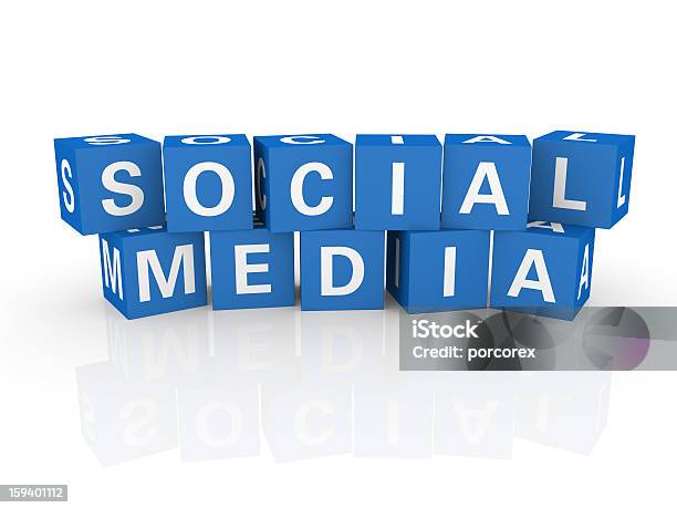 Buzzword Cubes Social Media Stock Photo - Download Image Now - Block Shape, Blue, Capital Letter