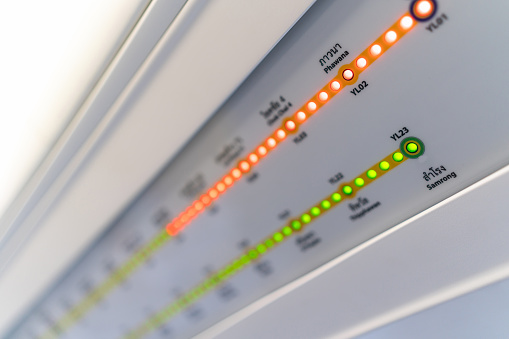 Photo of the close up view of a LED route map indicator in a monorail train