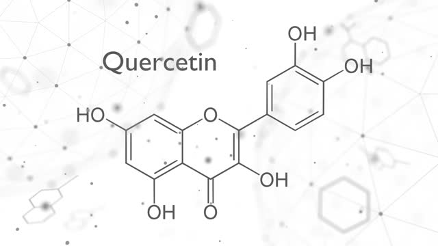 Quercetin or Vitamin P. Plant Flavonol from the Flavonoid Group of Polyphenols. Structural Chemical Formula