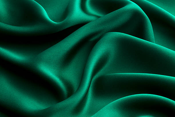 de seda （ plano aproximado - green silk textile shiny imagens e fotografias de stock