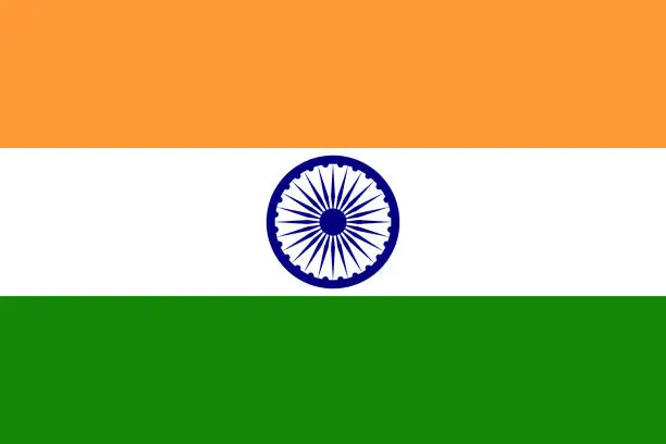 Vector illustration of Tiranga, tricolor, national India flag in official colors and proportion correctly.
