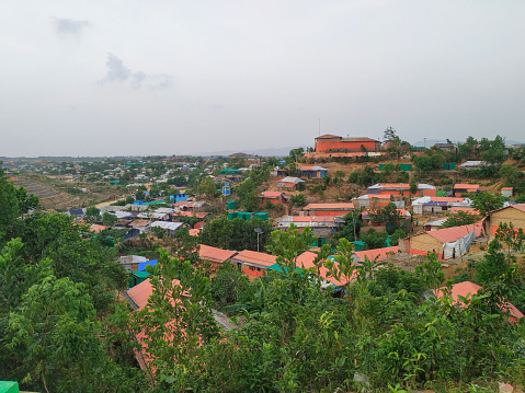 Rohingya refugee tents and house camp view in Bangladesh