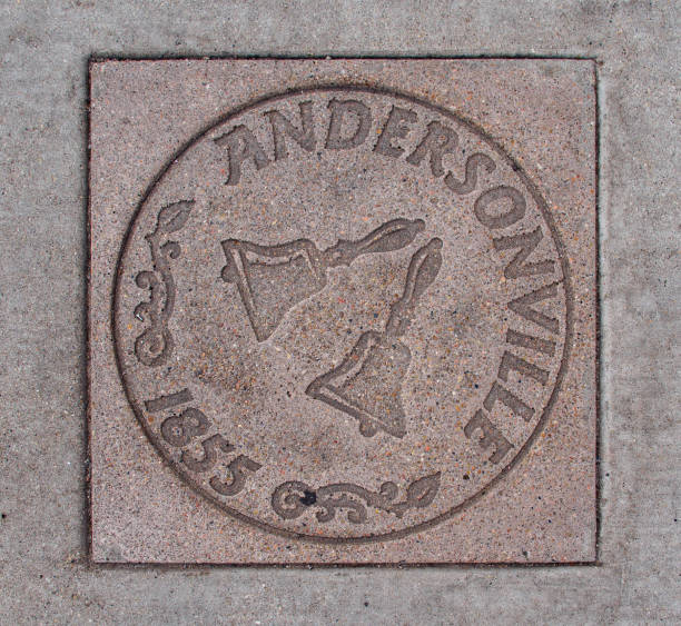 street sign of andersonville 1855 in chicago, illinois - 1855 imagens e fotografias de stock