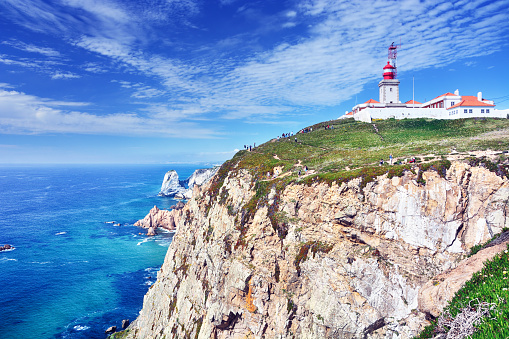 Lighthouse at Cabo da Roca is the westernmost extent of continental Europe, Portugal