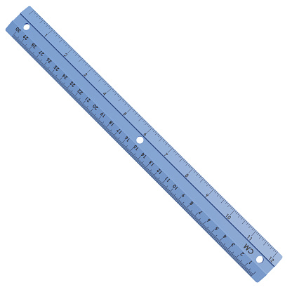 Plastic blue ruler isolated