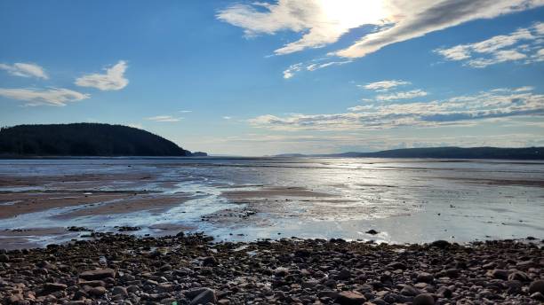 파이브 아일랜드 주립공원 해변의 바위 (1) - nova scotia bay of fundy bay horizon over water 뉴스 사진 이미지