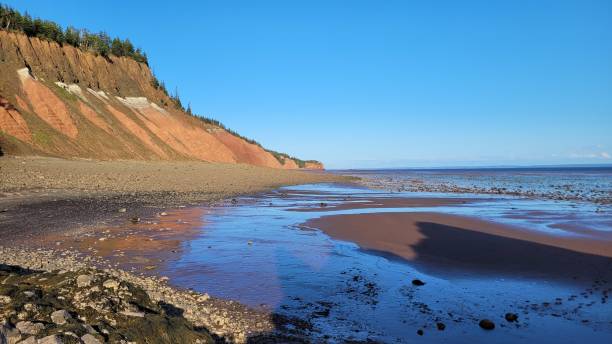 파이브 아일랜드 주립공원의 절벽과 해변 (2) - nova scotia bay of fundy bay horizon over water 뉴스 사진 이미지