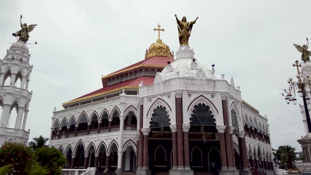 An Enchanting view of the Magnificent 'St. George Forane Church' painted in  white color in Edappally near Kochi city in India.