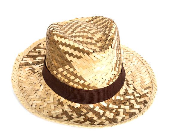 istock Dried leaves woven hats isolated over white 1594159820