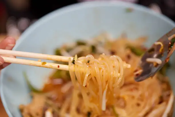 Photo of Hot noodles with braised beef and meatball in a bowl