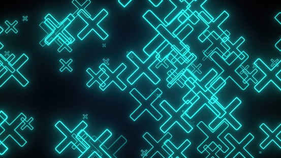 Glowing Cross Marks. Computer generated 3d render