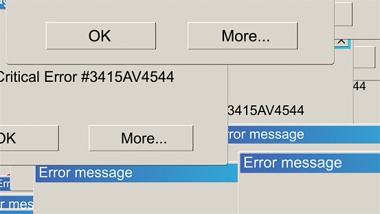 Critical Error Warning Message. Computer generated 3d render