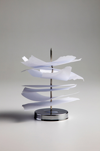 Stack of receipt on paper spindle