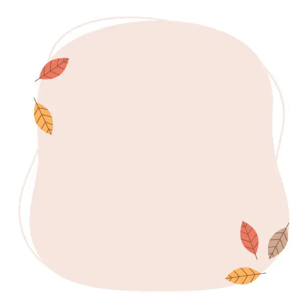Vector illustration of Card or frame template with autumn leaves. Fall or floral theme. Perfect for baby shower, school or birthday party and invitations.